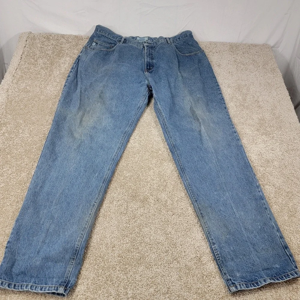 Vintage Guess Jeans USA Mens 42X34 Relaxed Straight Leg Denim Blue AS22904 90s - Picture 2 of 8
